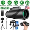 80x100 HD Monocular Telescope for Adults BAK-4 Prism High Power Monocular for Smartphone with FMC Lens Phone Adapter Tripod Case for Bird Watching Hun