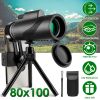80x100 HD Monocular Telescope for Adults BAK-4 Prism High Power Monocular for Smartphone with FMC Lens Phone Adapter Tripod Case for Bird Watching Hun