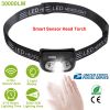 30000LM Rechargeable Motion Sensor Headlamps IP65 Waterproof Rotatable Fishing Headlights w/ 5 Working Modes