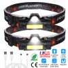 2 Packs Rechargeable Headlamp IPX4 Waterproof Headlight Flashlight Hand-free Head Torch for Fishing Camping Hiking Running