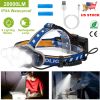 20000LM LED Headlamp 8 Lighting Modes Rechargeable Headlights IP44 Waterproof Rotatable Headlights For Hiking Rescuing Camping