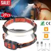 2Packs Rechargeable Headlamp 3 Light Modes White Red Light Headlight Band Flashlight Hand-free Head Torch for Fishing Camping Hiking Running