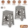 2 Pack 17.91In High Step Stool Folding Stepping Stool Lightweight Plastic Step Stool with Handle Non-slip for Kitchen Bathroom