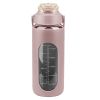 64Oz Glass Water Bottle Sports Water Bottle Motivational Water Bottle Water Intake Tracker Bottle with Straw Time Marker Silicone Sleeve Handle for Gy
