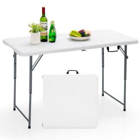 3-Level Height Adjustable Folding Table (Color: White)