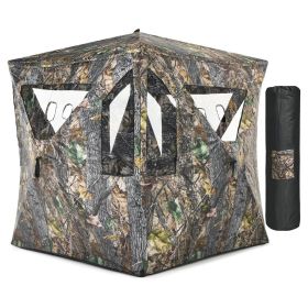 3 Person Portable Pop-Up Ground Tent with Gun Ports and Carrying Bag (Color: Camouflage)